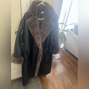 Bonded Faux Fur Overcoat (Great condition, just missing 3 buttons)